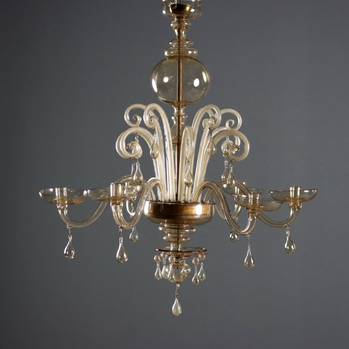 Antique Chandelier Blown Venetian Glass Italy XX Century