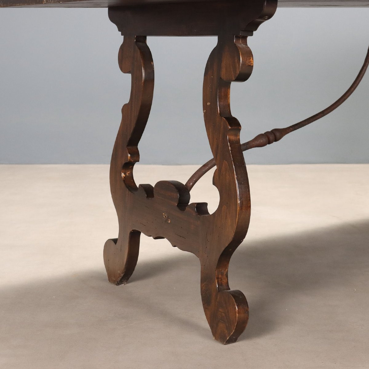 Antique Table Walnut Wrought Iron Italy XX Century-photo-1