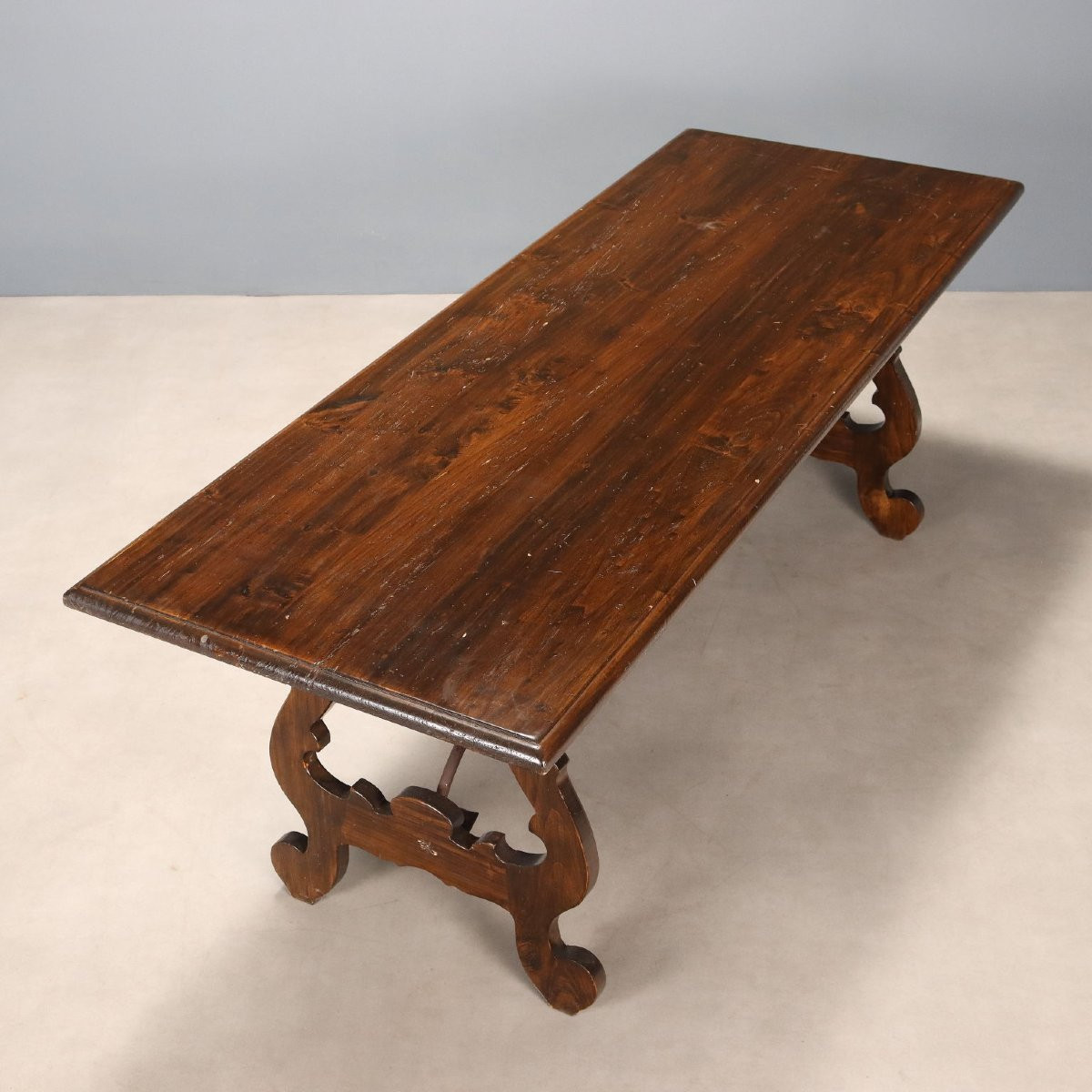 Antique Table Walnut Wrought Iron Italy XX Century-photo-3