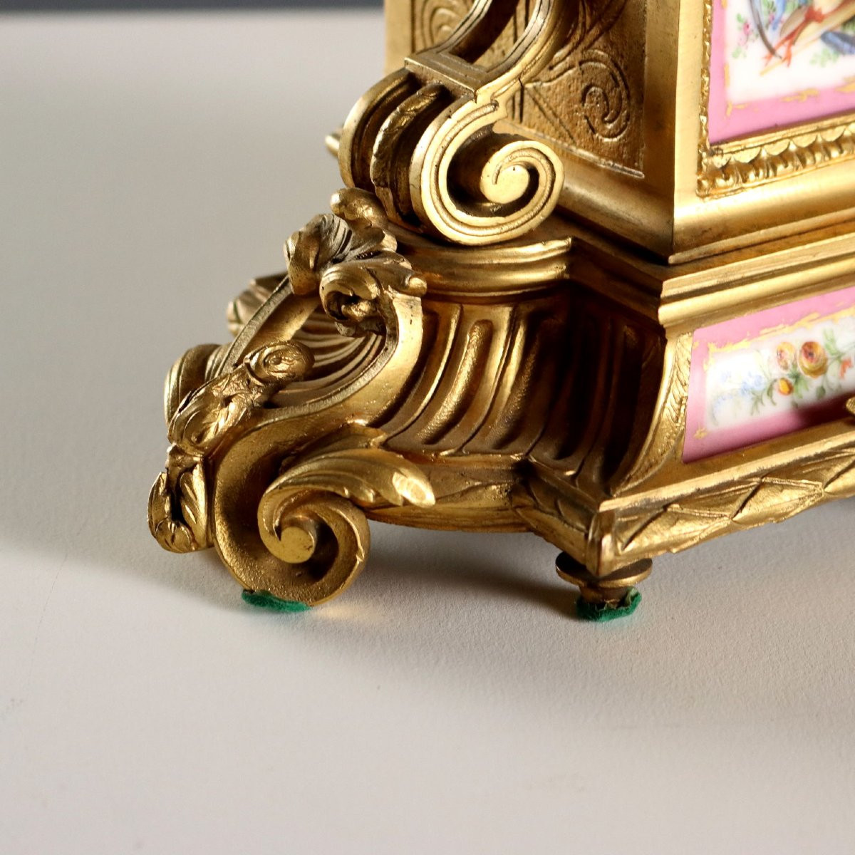 Triptyque Pendule Ancien Bronze Doré Porcelaine France XIXe Siècle-photo-4