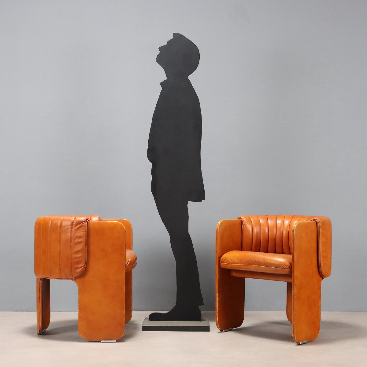 Poltrona Frau 'dinette' Armchairs Leather Design Italy 1970s-photo-2