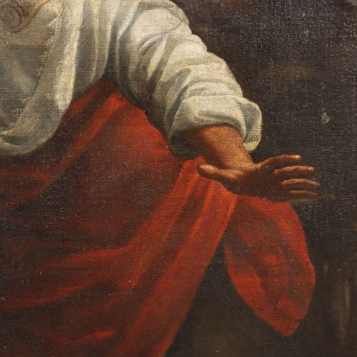 Tableau Ancien La Naissance de la Vierge Marie XVIIe Siècle Copie par Simon Vouet-photo-2