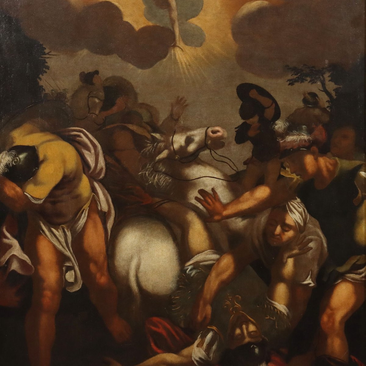 Tableau Ancien La Conversion de Saint Paul Huile sur Toile '600-photo-3