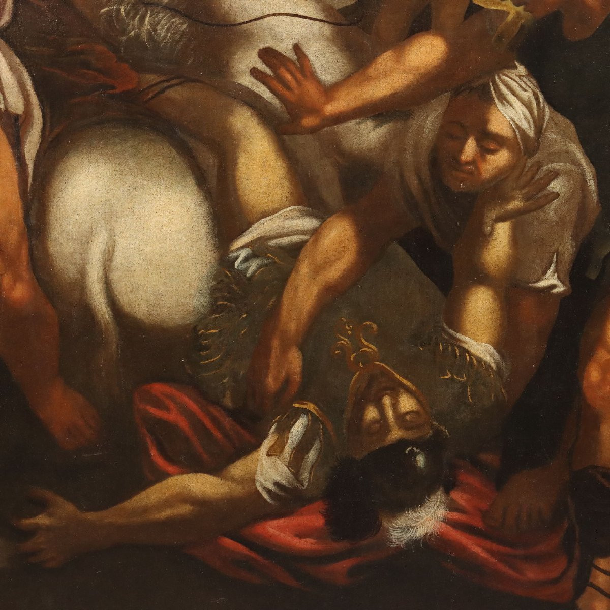 Tableau Ancien La Conversion de Saint Paul Huile sur Toile '600-photo-1