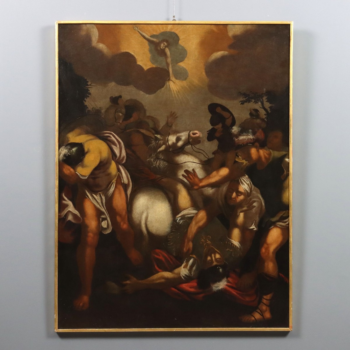 Tableau Ancien La Conversion de Saint Paul Huile sur Toile '600