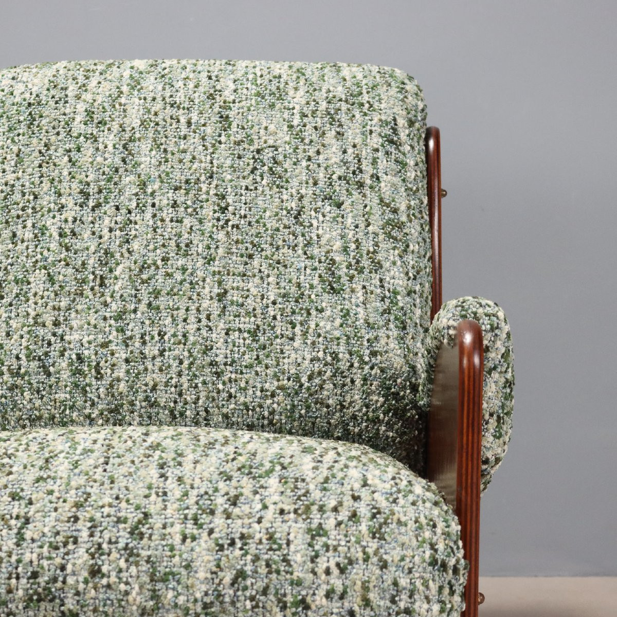 Fauteuils Vintage Bois Tissu Rembourrage Design Années 1960-photo-1