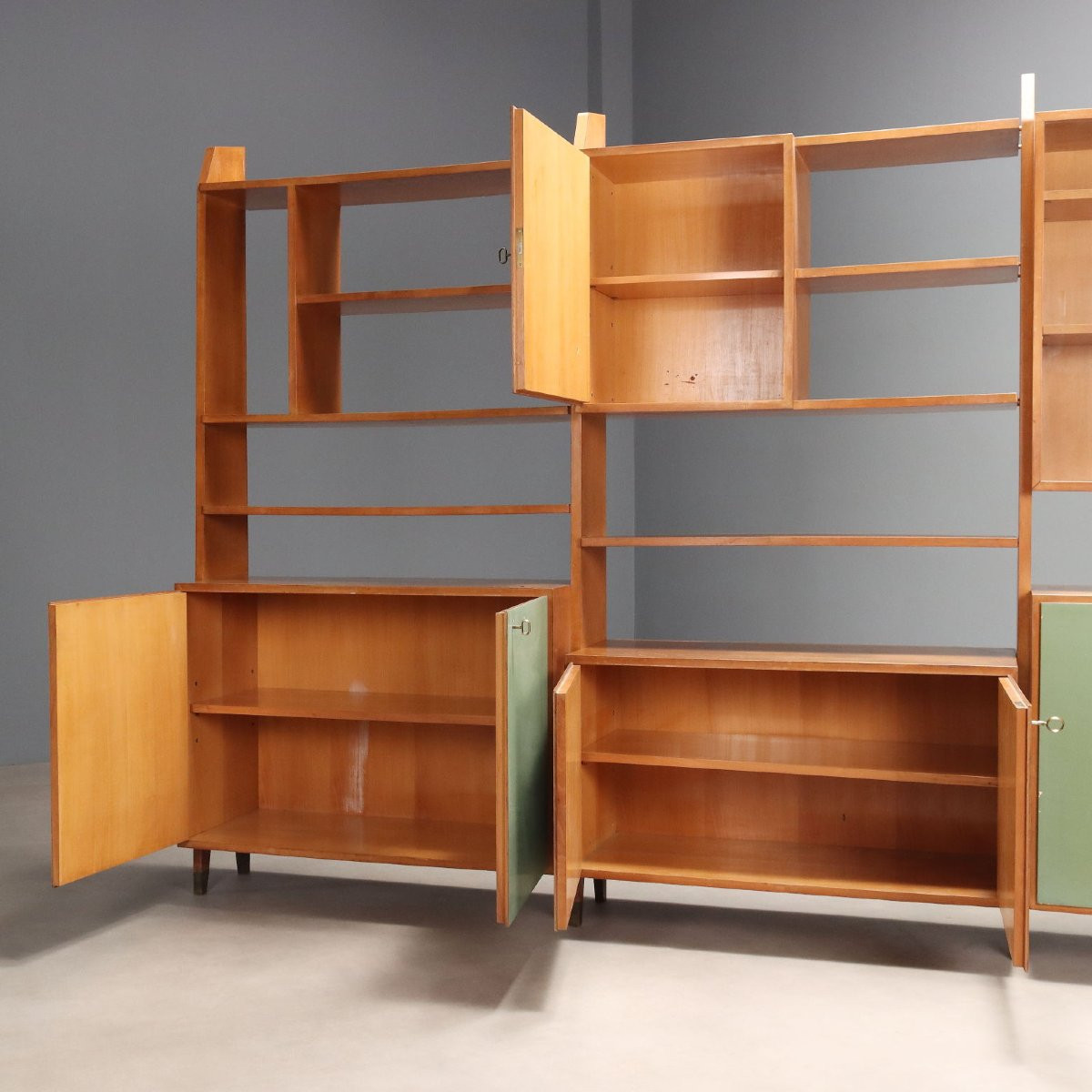 Vintage Bookcase Lacquered Wood Glass Design Italy 1950s-1960s-photo-3