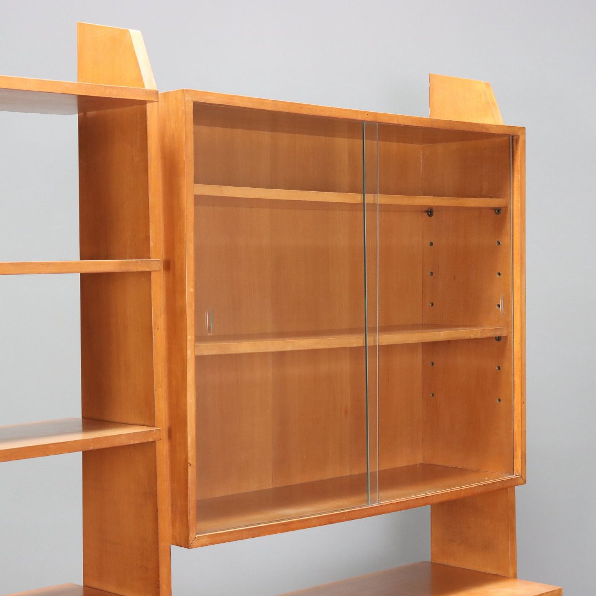 Vintage Bookcase Lacquered Wood Glass Design Italy 1950s-1960s-photo-2