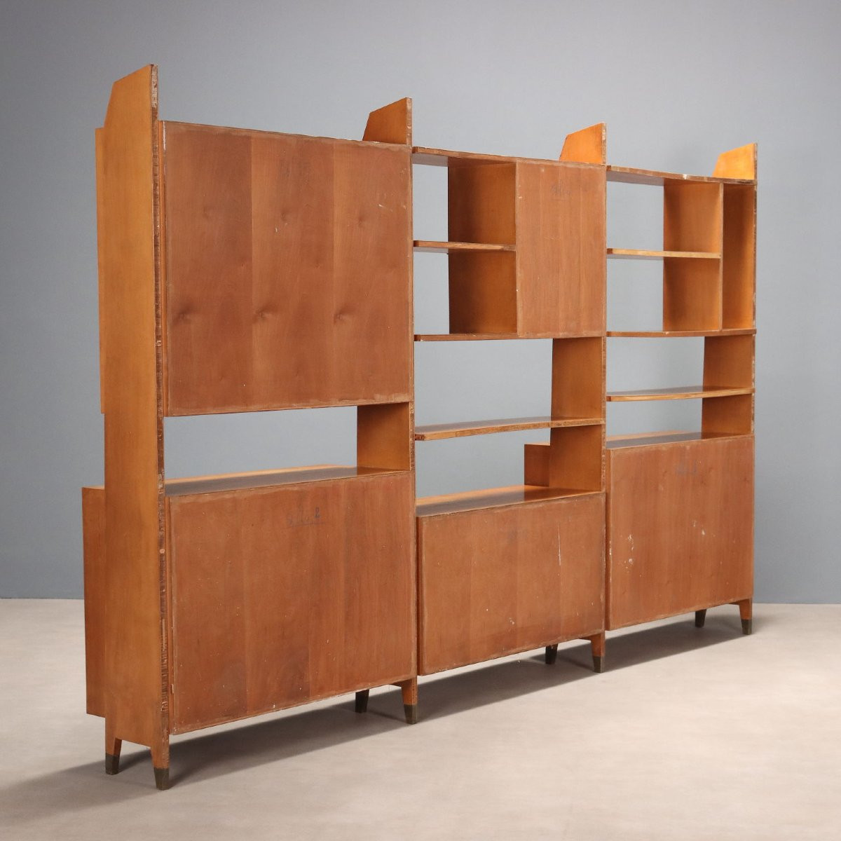 Vintage Bookcase Lacquered Wood Glass Design Italy 1950s-1960s-photo-8