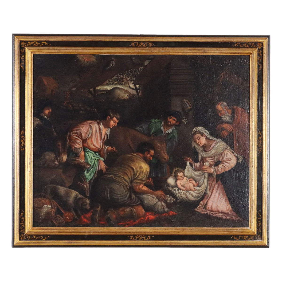 Tableau Ancien Nativité Atelier de Francesco Bassano Italie XVIe Siècle