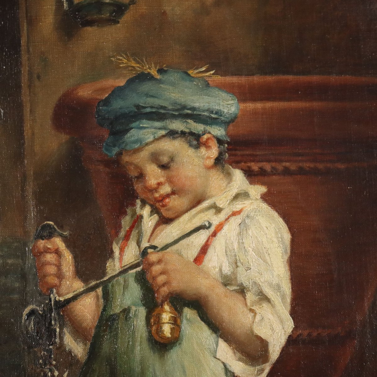 Antique Painting Signed A. Dumini Preparing For The Market XIX Century-photo-1