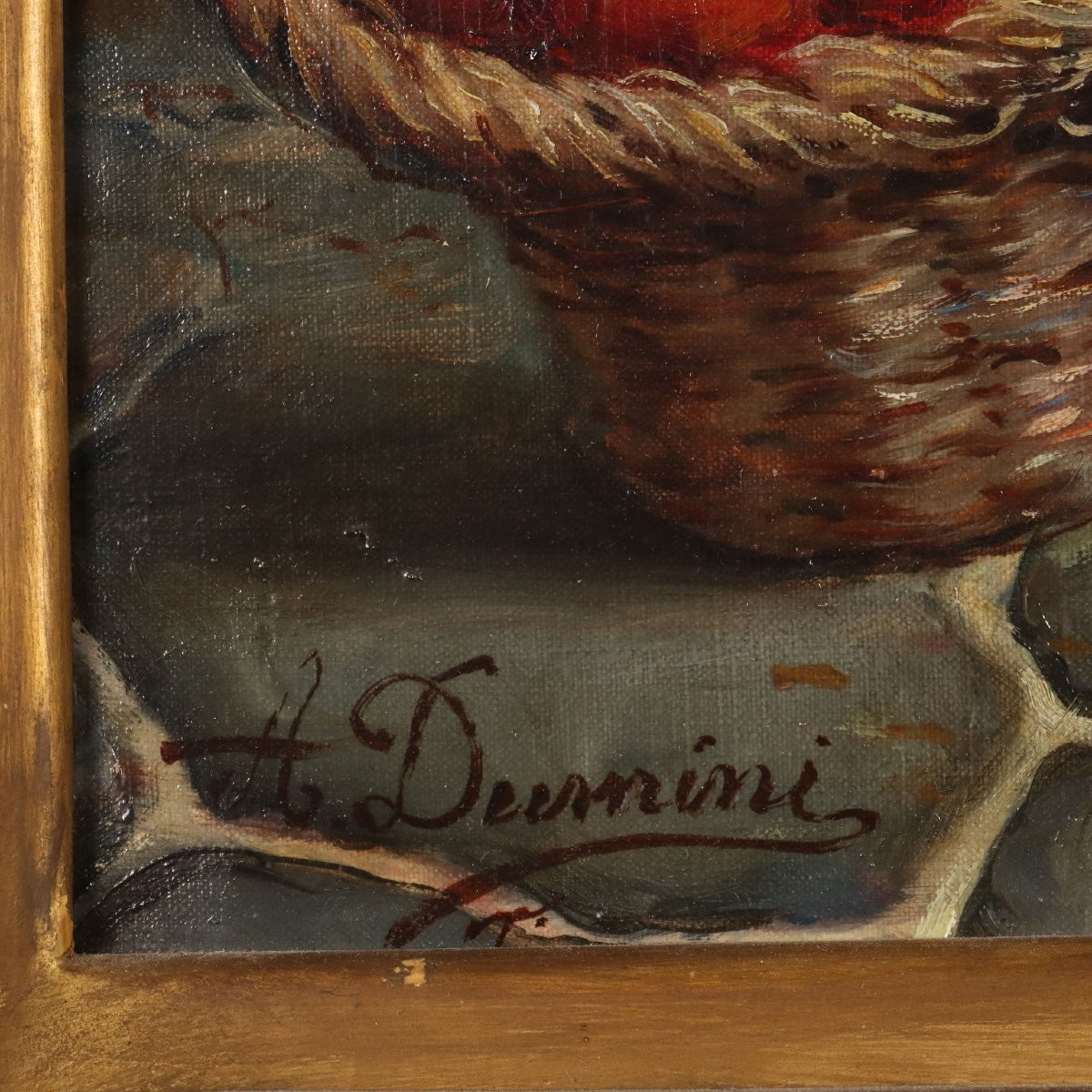 Antique Painting Signed A. Dumini Preparing For The Market XIX Century-photo-4