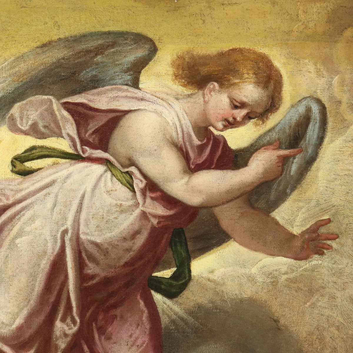 Tableau Ancien Saint Joachim et l'Ange Huile sur Toile XVIe Siècle-photo-1