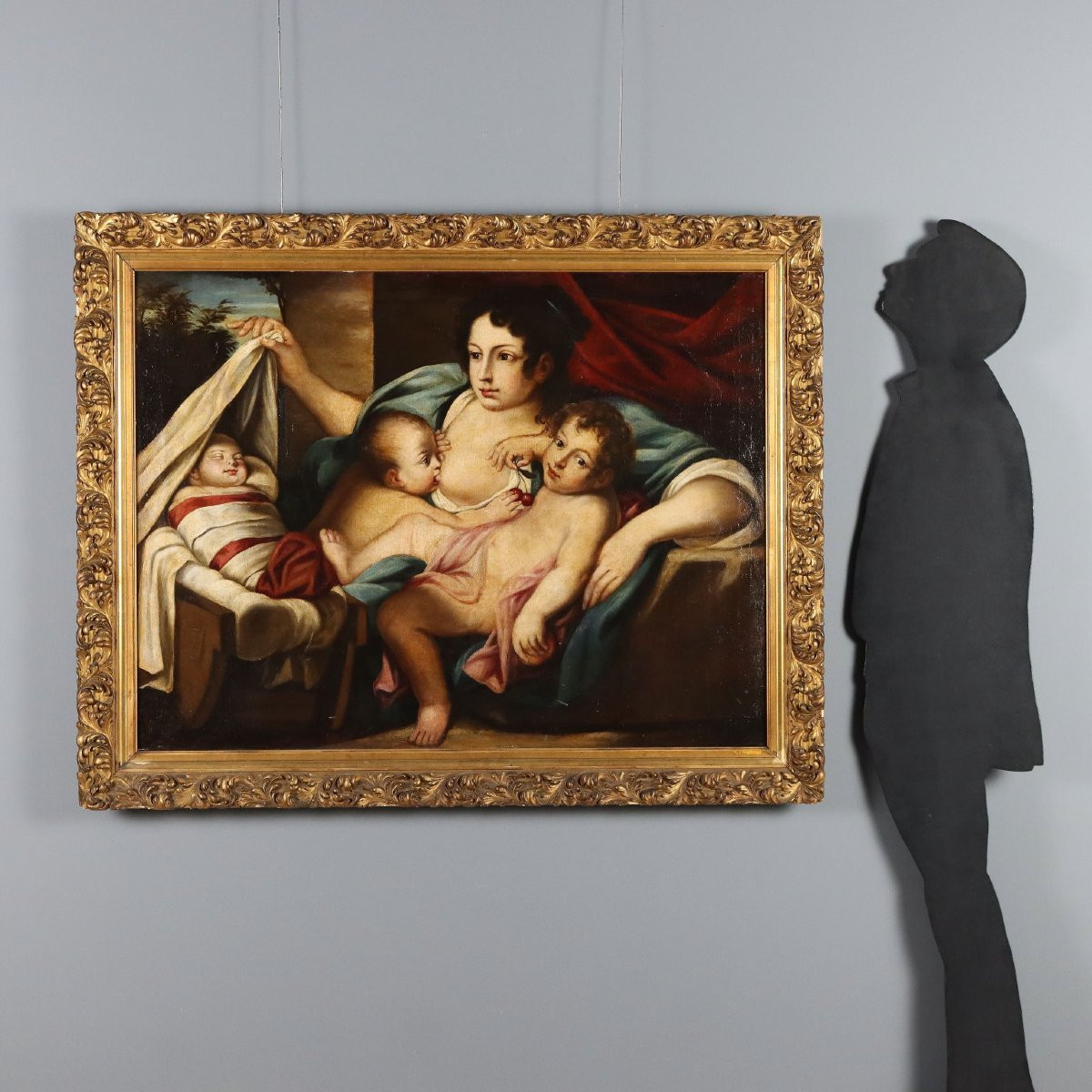 Tableau Ancien 'Allégorie de la Charité' Disciple de Carlo Cignani '600-photo-2