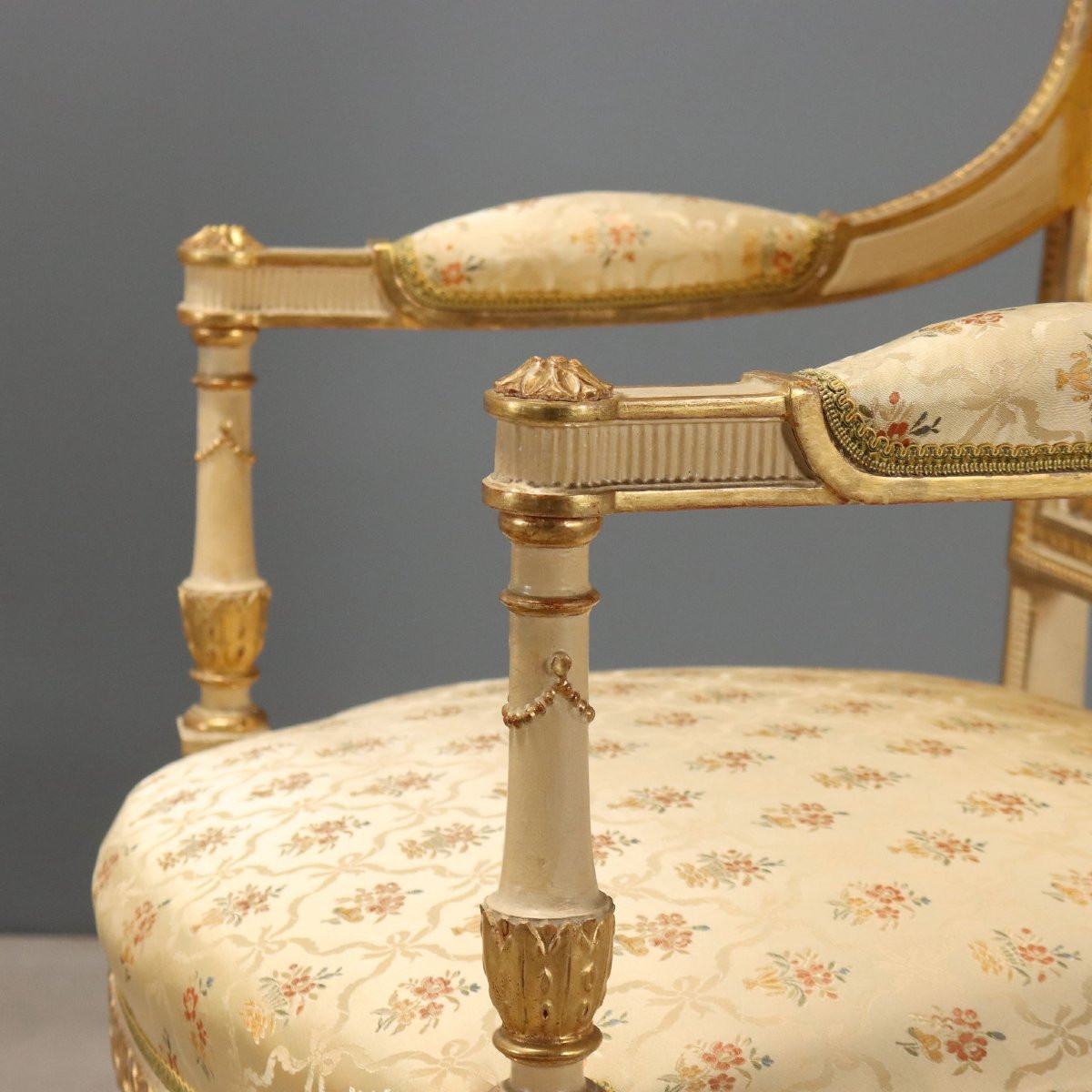 Pair Of Neoclassical Armchairs, Late 19th Century Italy-photo-3
