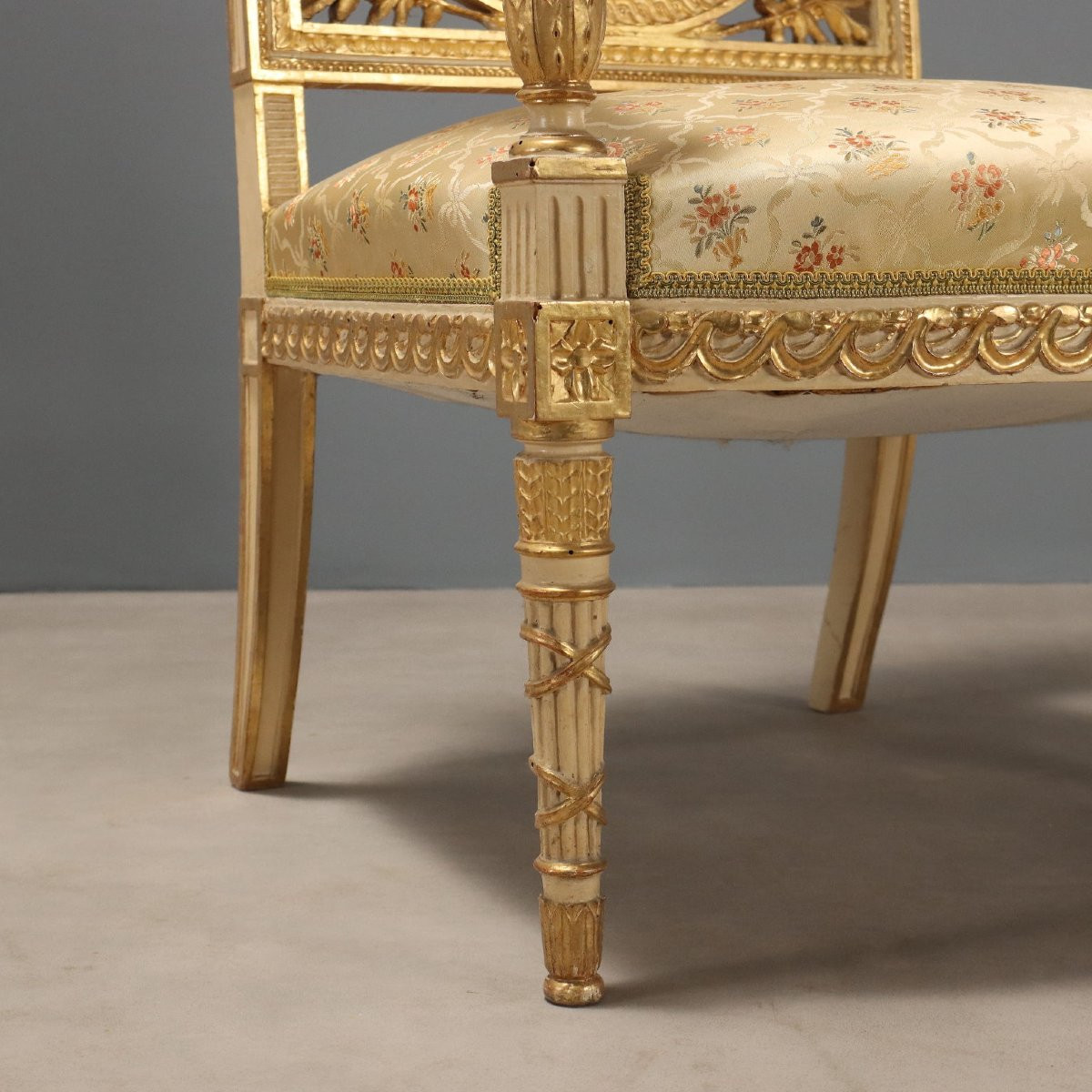 Pair Of Neoclassical Armchairs, Late 19th Century Italy-photo-4