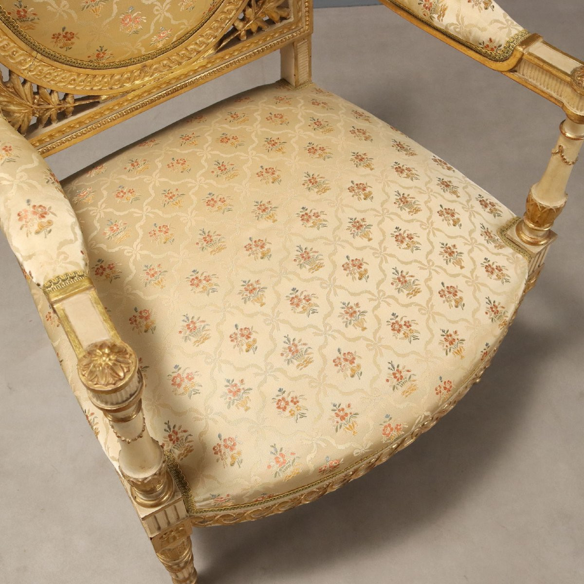 Pair Of Neoclassical Armchairs, Late 19th Century Italy-photo-5