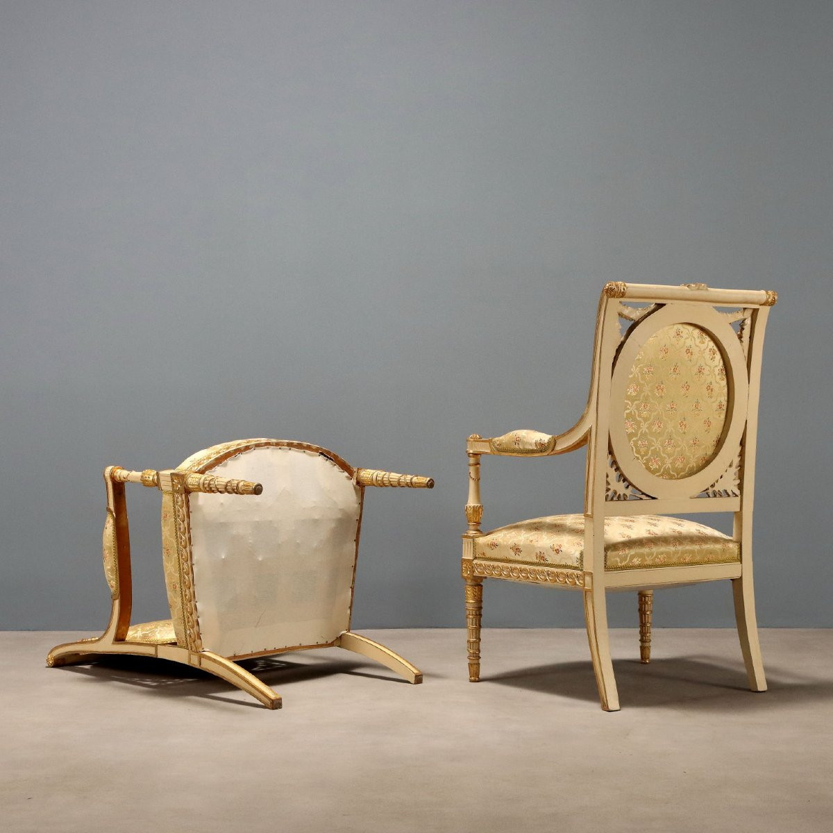 Pair Of Neoclassical Armchairs, Late 19th Century Italy-photo-6