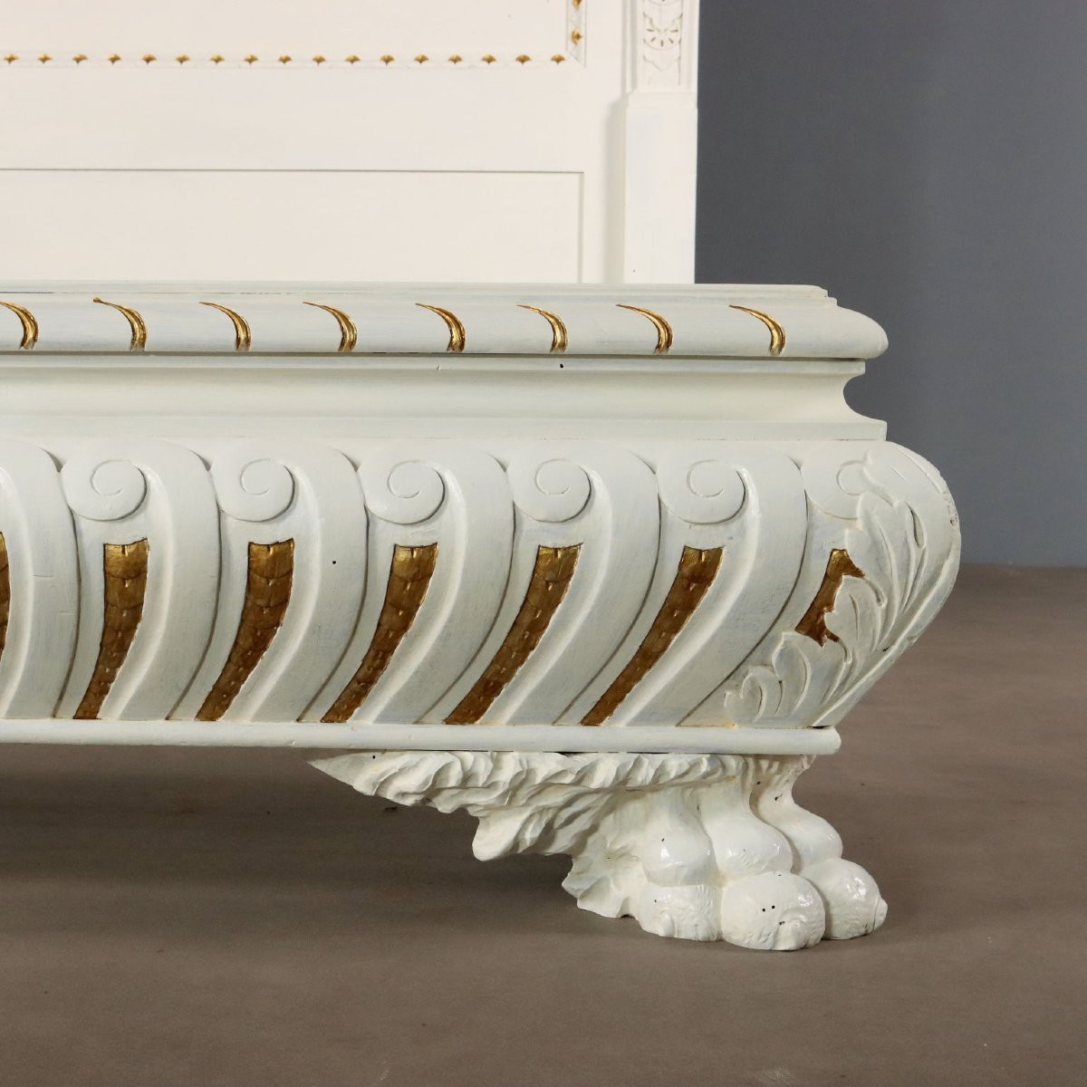 Lit Ancien Style Néo-Renaissance Peuplier Gravé Italie XXe Siècle-photo-5