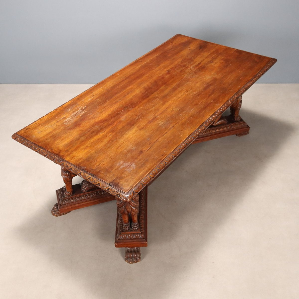 Late 19th-century Italian Walnut Neo-renaissance Table-photo-7