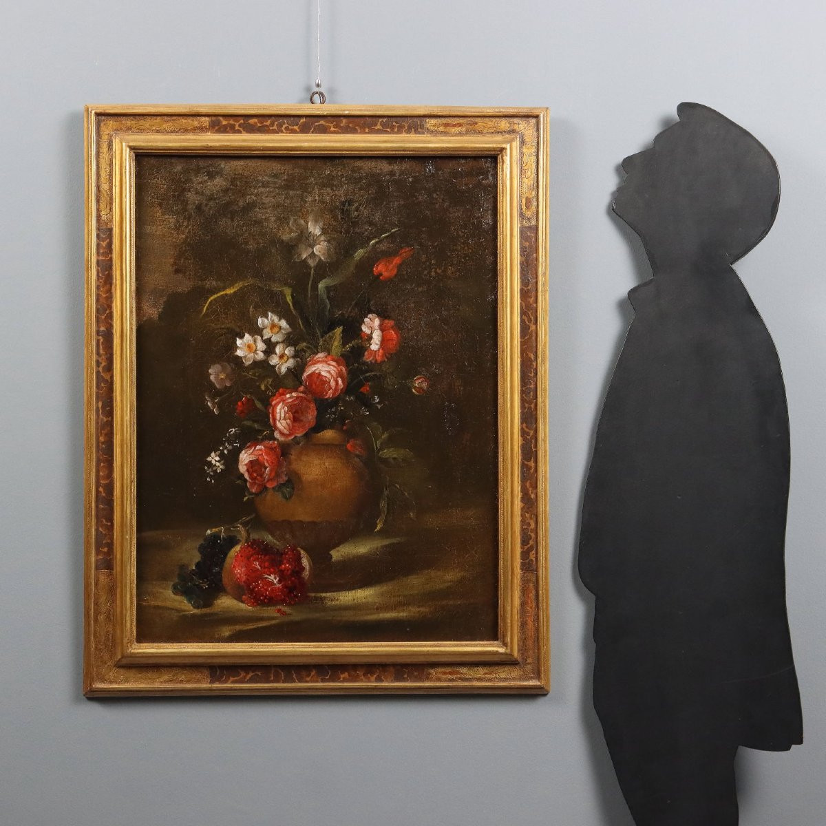 Antique Painting Still Life And Flowers Oil On Canvas XVIII Century-photo-2