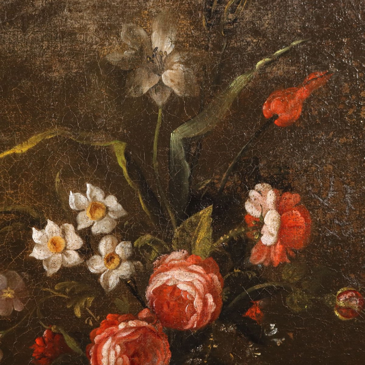 Antique Painting Still Life And Flowers Oil On Canvas XVIII Century-photo-4