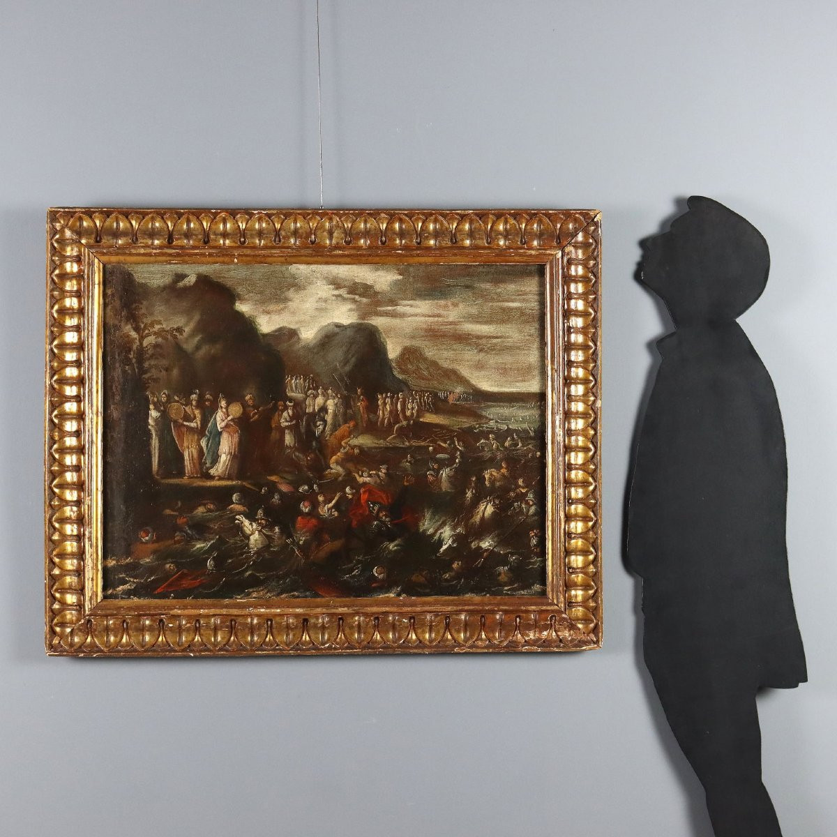 Antique Painting The Crossing Of The Red Sea Oil On Canvas '600-photo-2