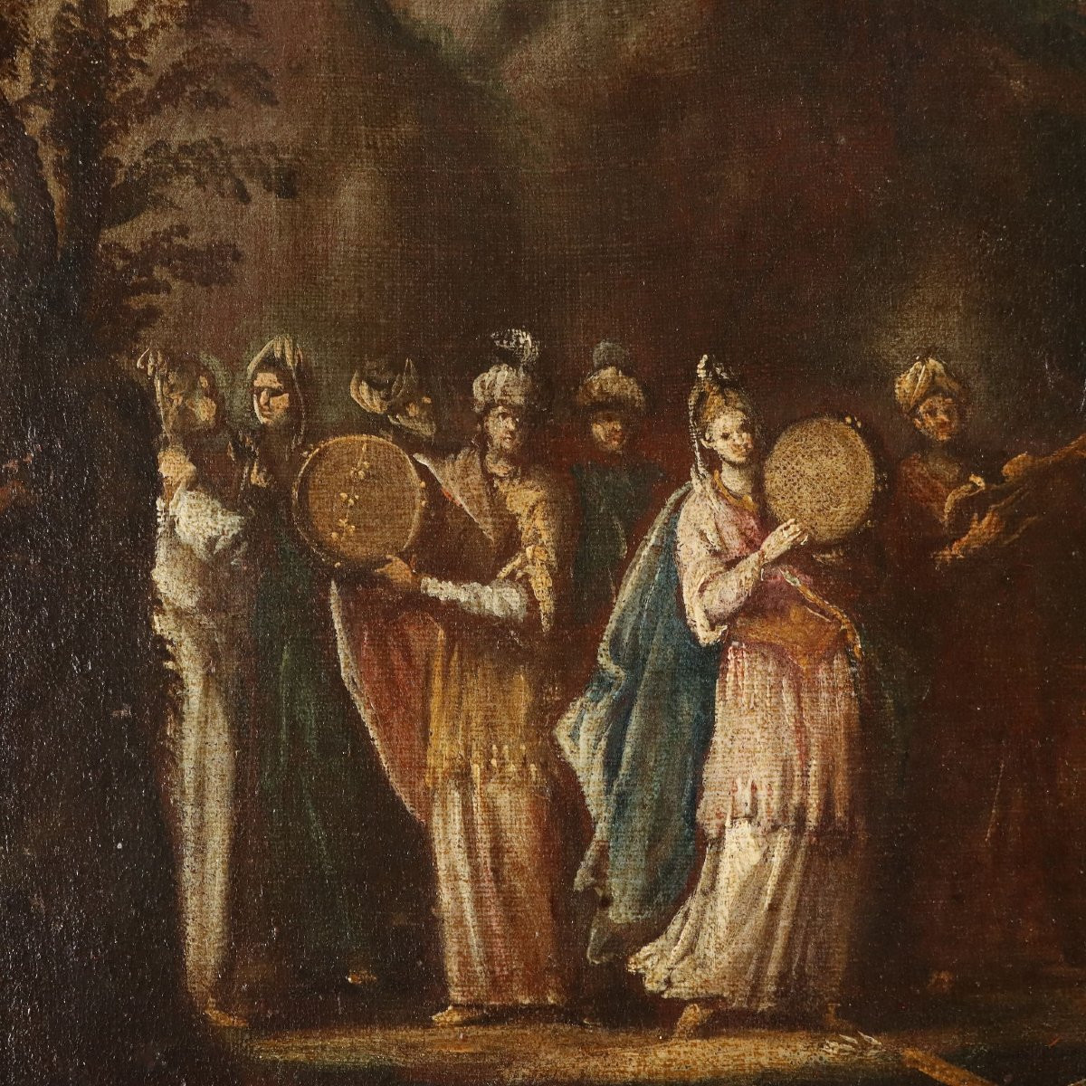 Antique Painting The Crossing Of The Red Sea Oil On Canvas '600-photo-4