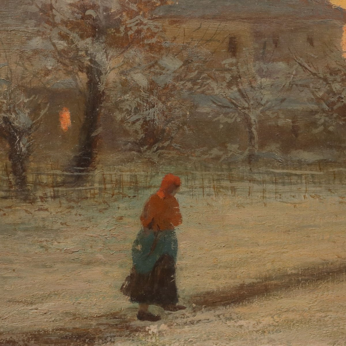 Tableau Moderne Signé Ugo Gheduzzi Vue du Pays Italie XXe Siècle-photo-4