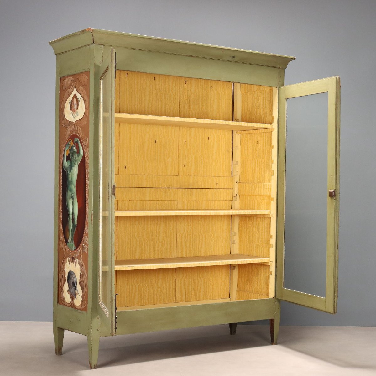 Armoire Directoire Ancienne Noyer Laqué Peinte Italie XIXe Siècle-photo-3