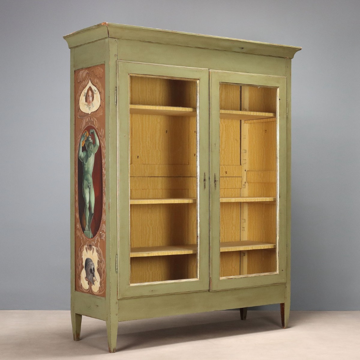 Armoire Directoire Ancienne Noyer Laqué Peinte Italie XIXe Siècle