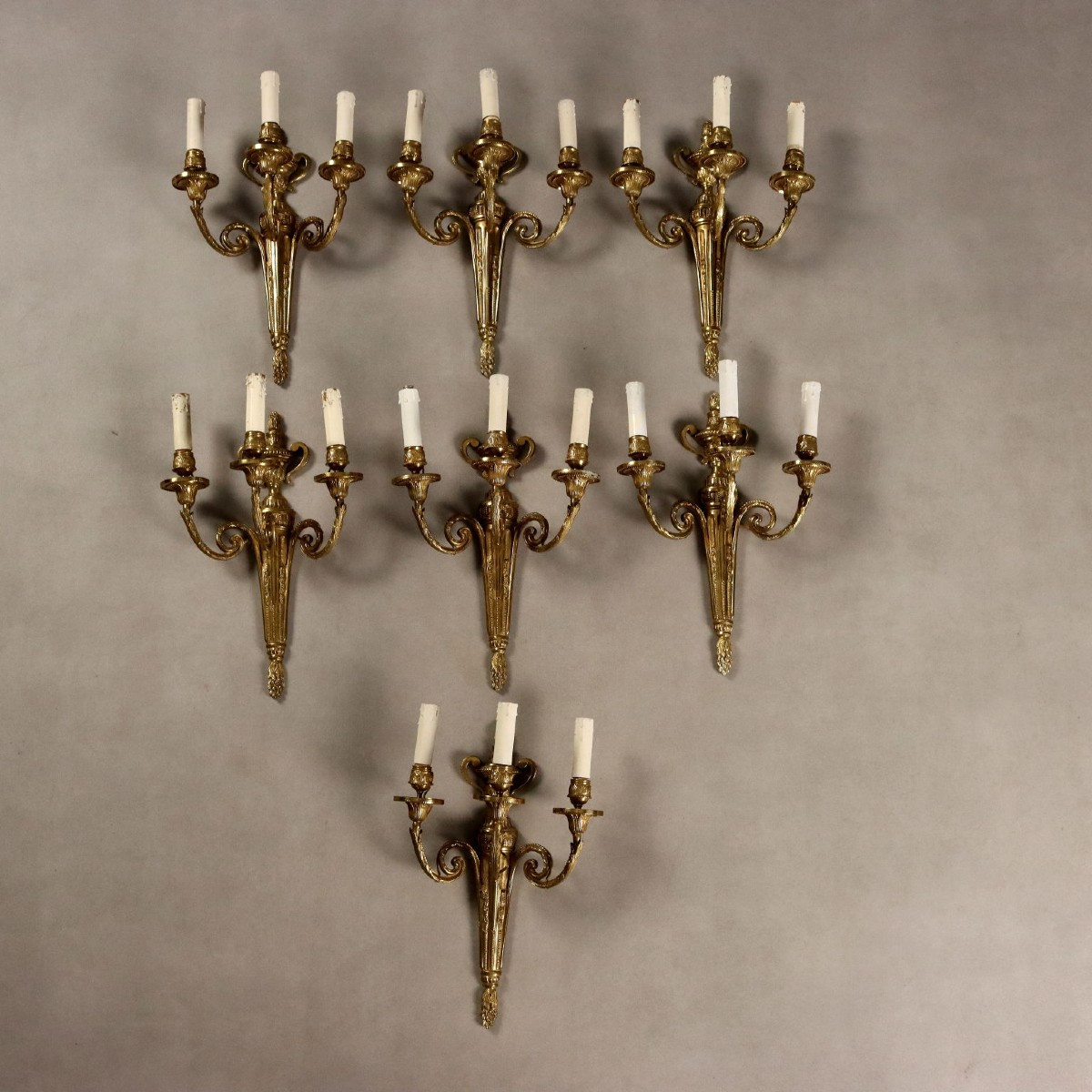 Set Of Seven Neoclassical Wall Sconces, Italy, Early 20th Century