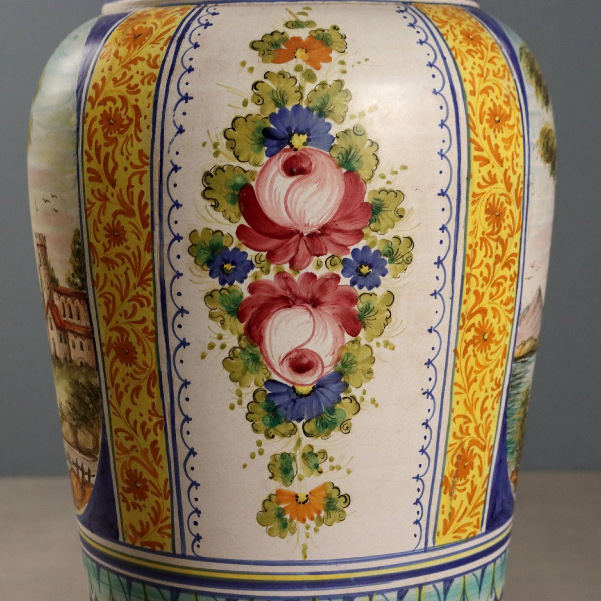 Large Majolica Amphora, Deruta Manufactory, Central Italy, 1960s–1970s-photo-3