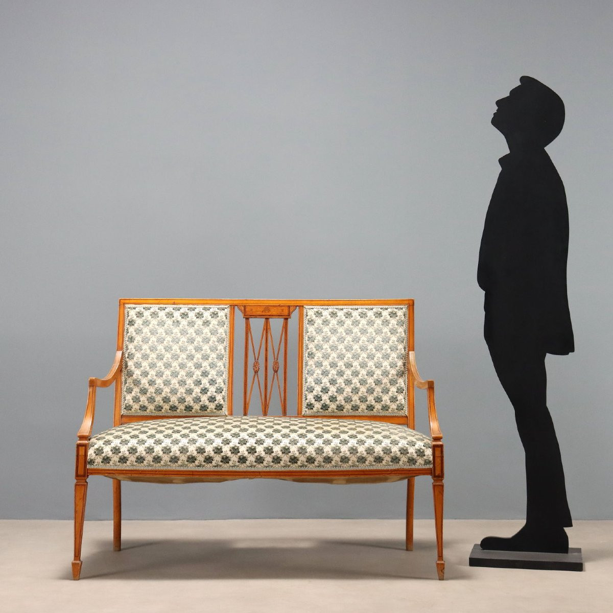 Canapé Victorien Ancien Acajou Tissu Royaume-Uni XIXe Siècle-photo-2