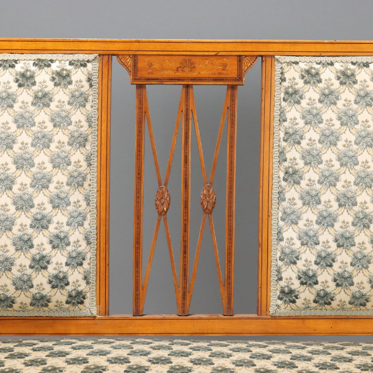 Canapé Victorien Ancien Acajou Tissu Royaume-Uni XIXe Siècle-photo-3