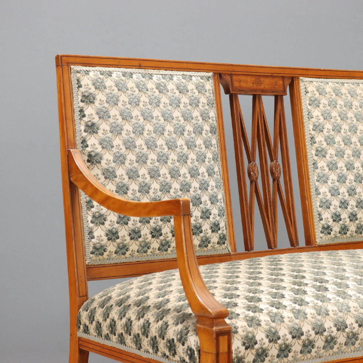 Canapé Victorien Ancien Acajou Tissu Royaume-Uni XIXe Siècle-photo-4