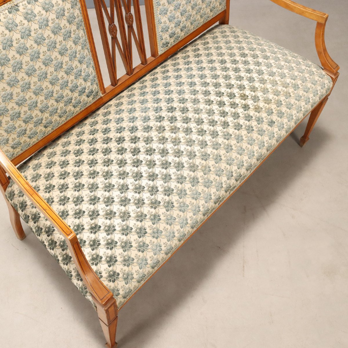 Canapé Victorien Ancien Acajou Tissu Royaume-Uni XIXe Siècle-photo-3