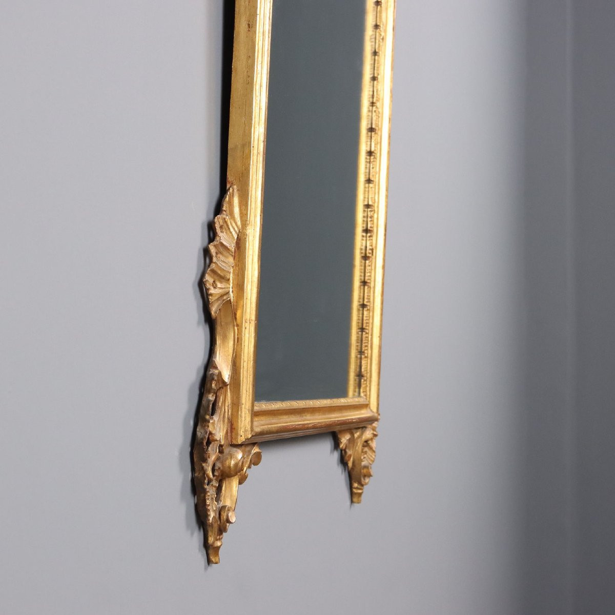 Miroir Ancien Bois Gravé Doré Italie du XXe Siècle-photo-5