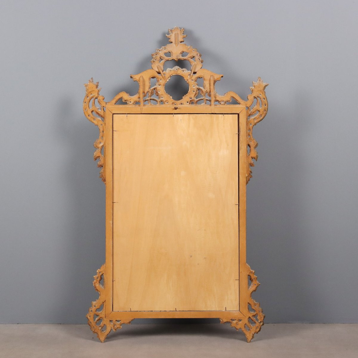 Miroir Ancien Bois Gravé Doré Italie du XXe Siècle-photo-6
