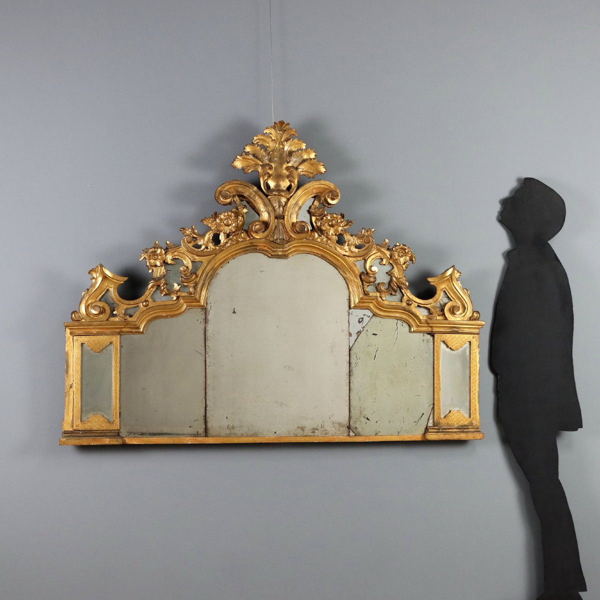 Miroirs de cheminée en bois sculpté et doré  Italie du XVIIIe siècle-photo-2