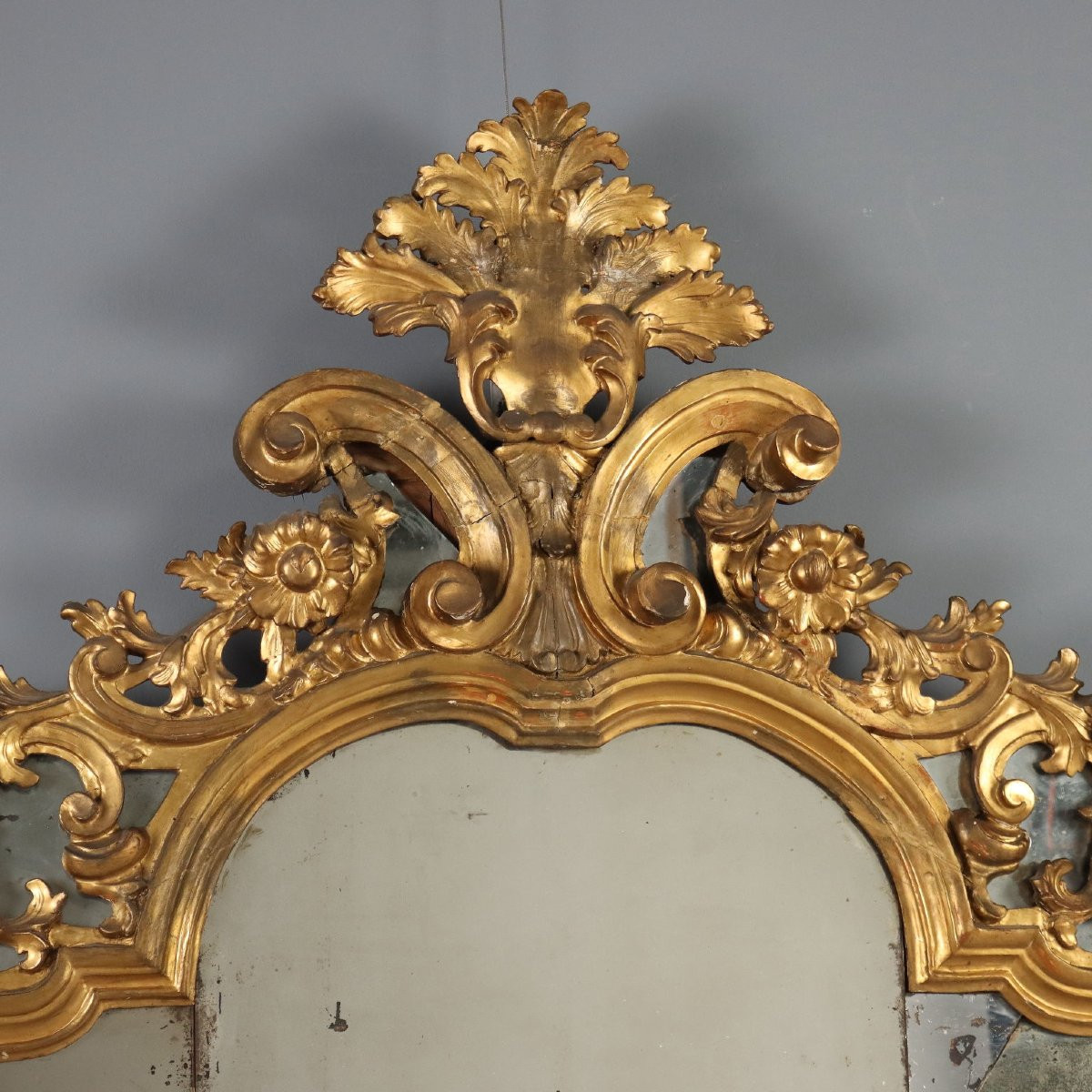 Miroirs de cheminée en bois sculpté et doré  Italie du XVIIIe siècle-photo-3