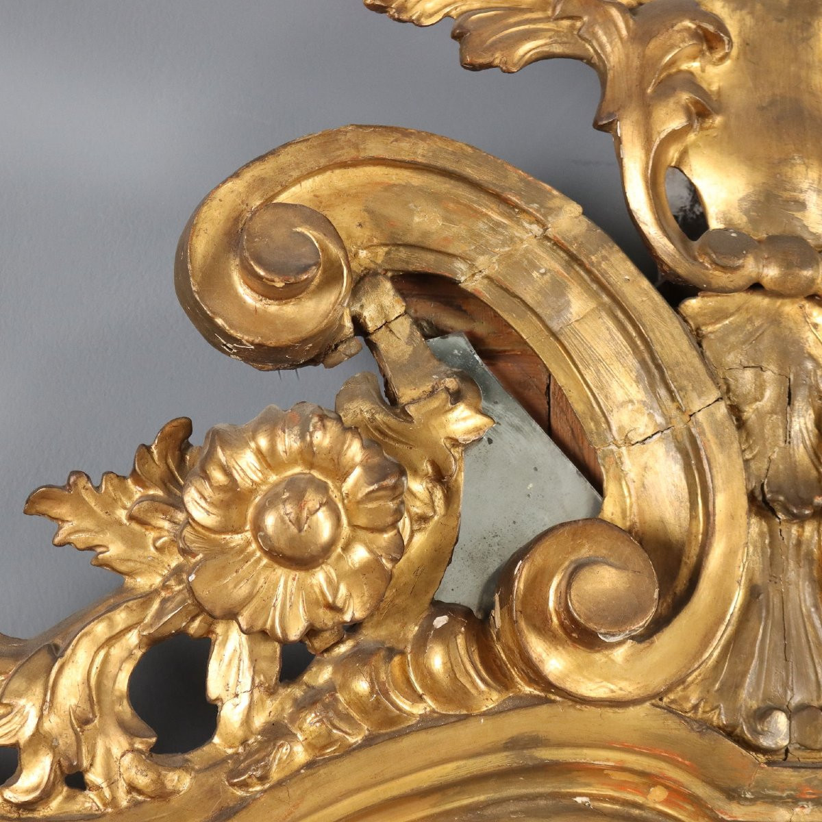 Miroirs de cheminée en bois sculpté et doré  Italie du XVIIIe siècle-photo-4
