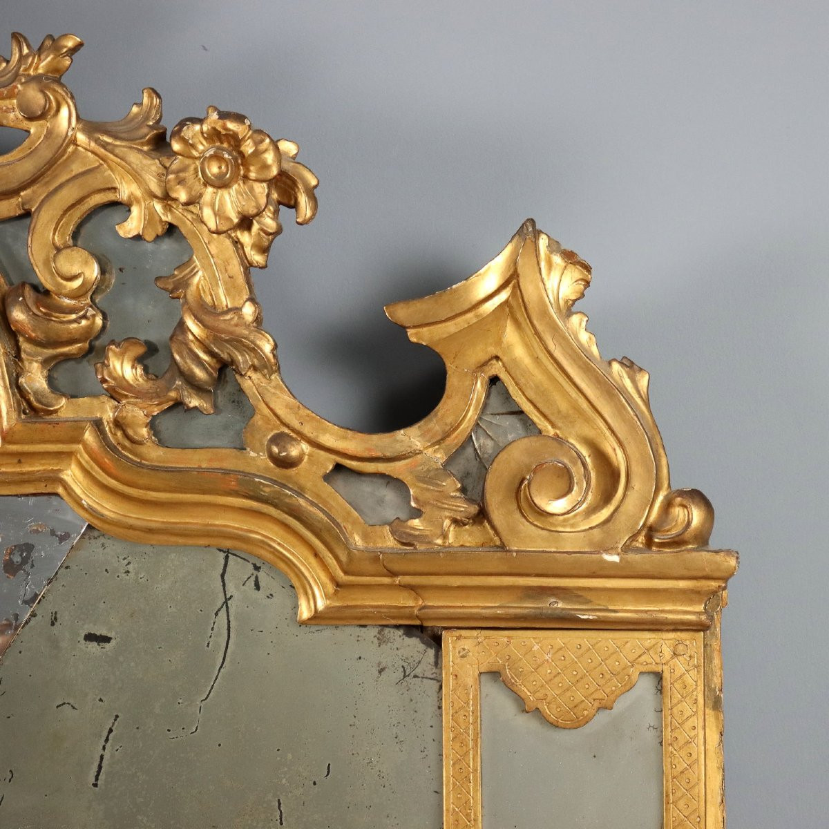Miroirs de cheminée en bois sculpté et doré  Italie du XVIIIe siècle-photo-3
