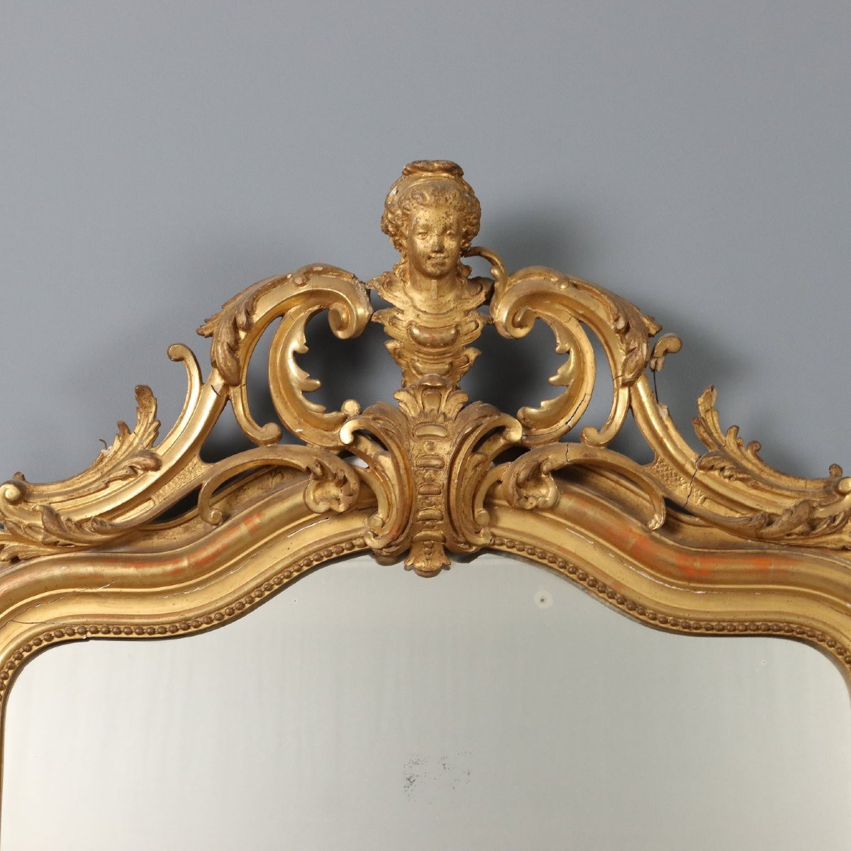Paire de miroirs sculptés et dorés France, milieu du XIXe siècle-photo-3