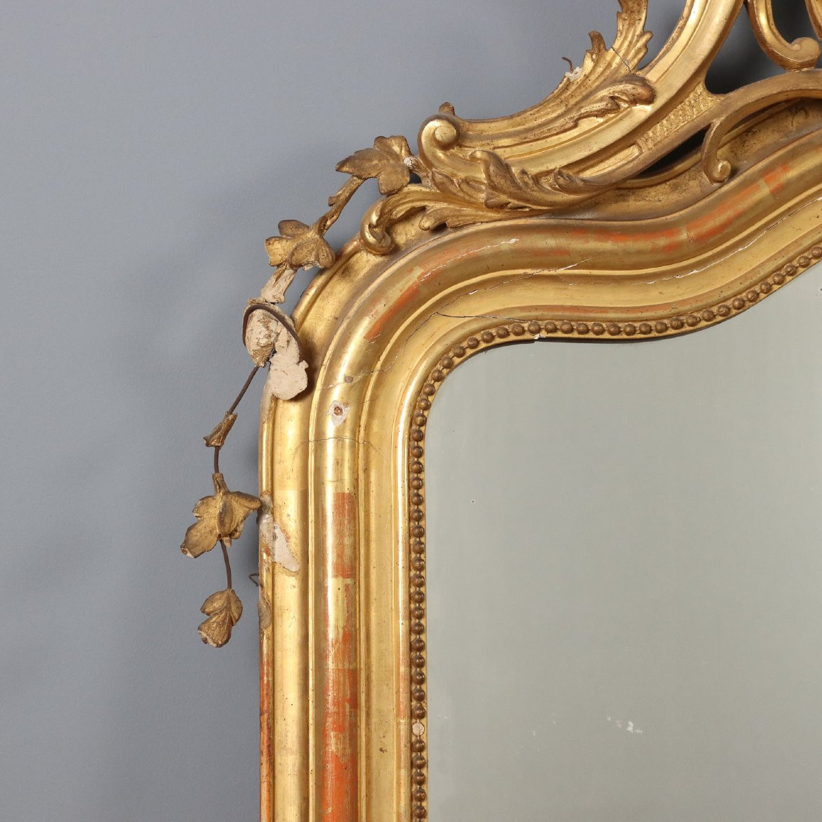 Paire de miroirs sculptés et dorés France, milieu du XIXe siècle-photo-2