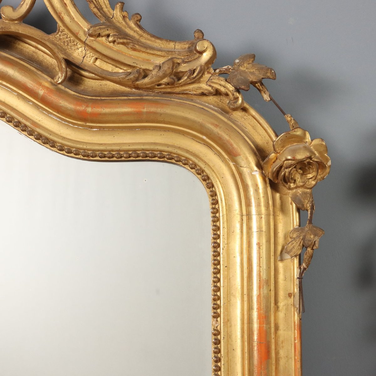 Paire de miroirs sculptés et dorés France, milieu du XIXe siècle-photo-3