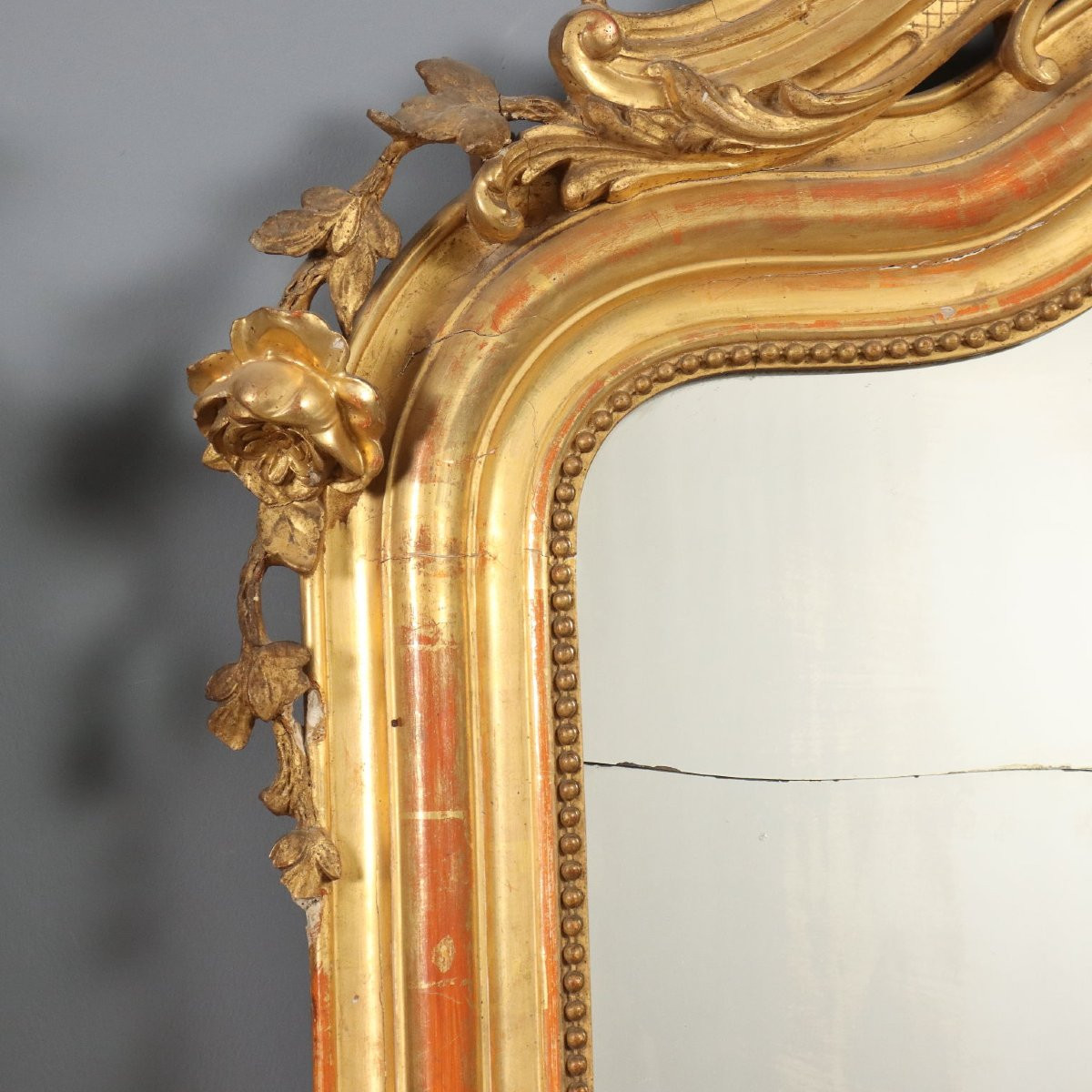 Paire de miroirs sculptés et dorés France, milieu du XIXe siècle-photo-4