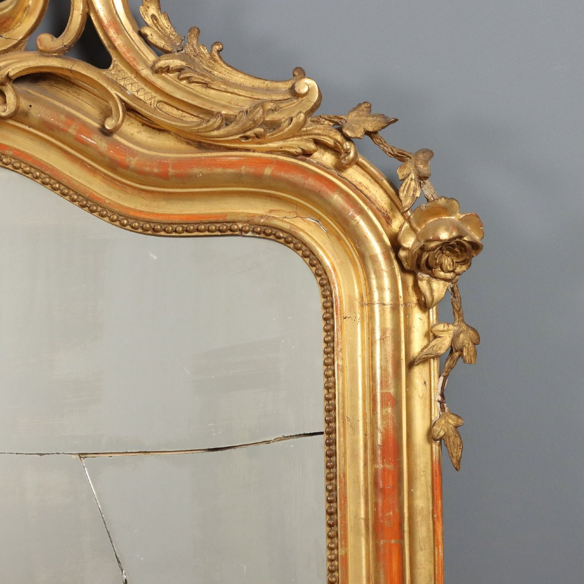 Paire de miroirs sculptés et dorés France, milieu du XIXe siècle-photo-5