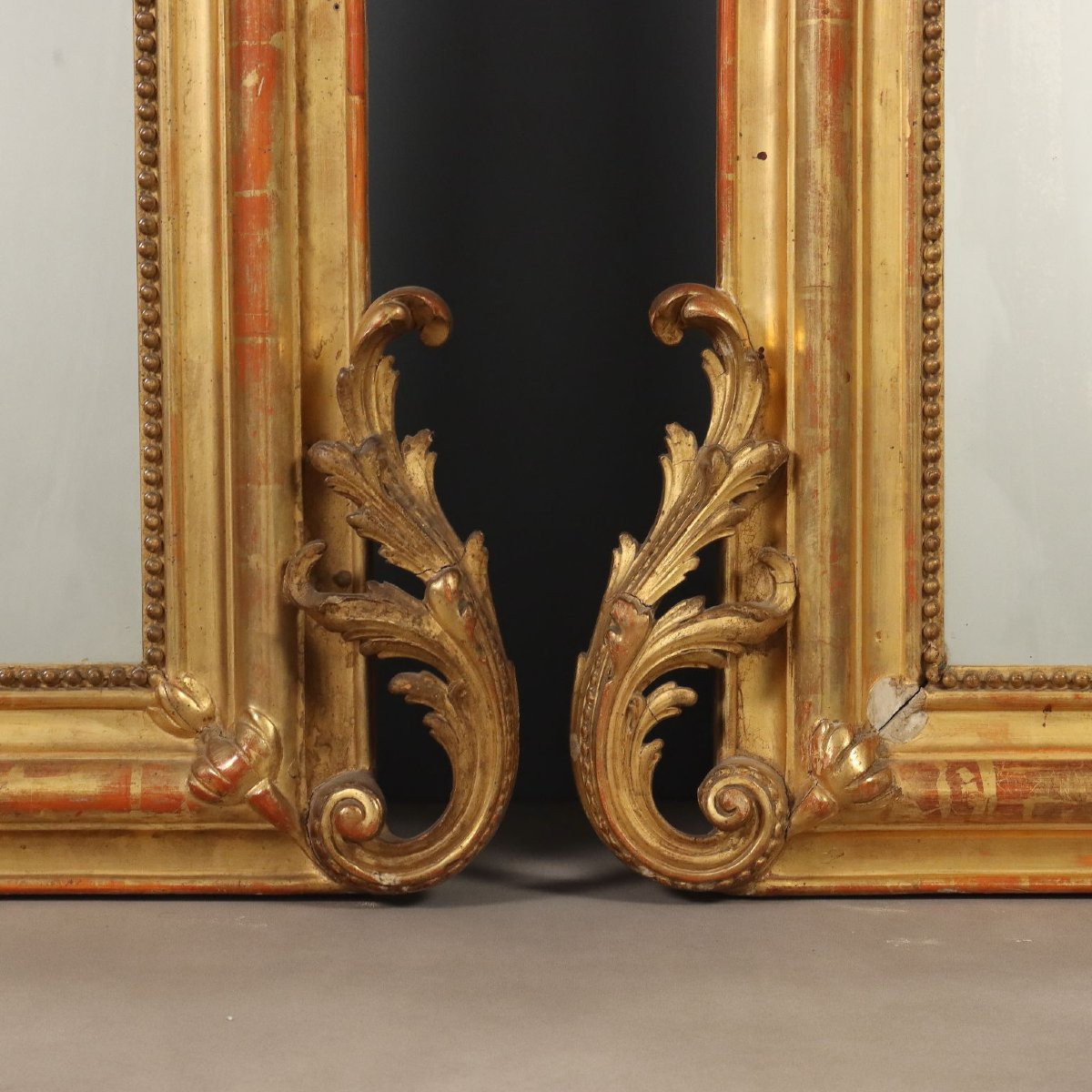 Paire de miroirs sculptés et dorés France, milieu du XIXe siècle-photo-8