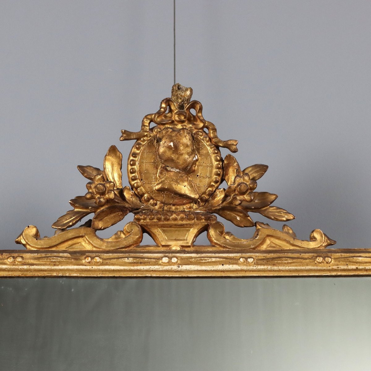 Neoclassical Mirror In Carved And Gilded Wood, Italy, Late 18th Century-photo-3